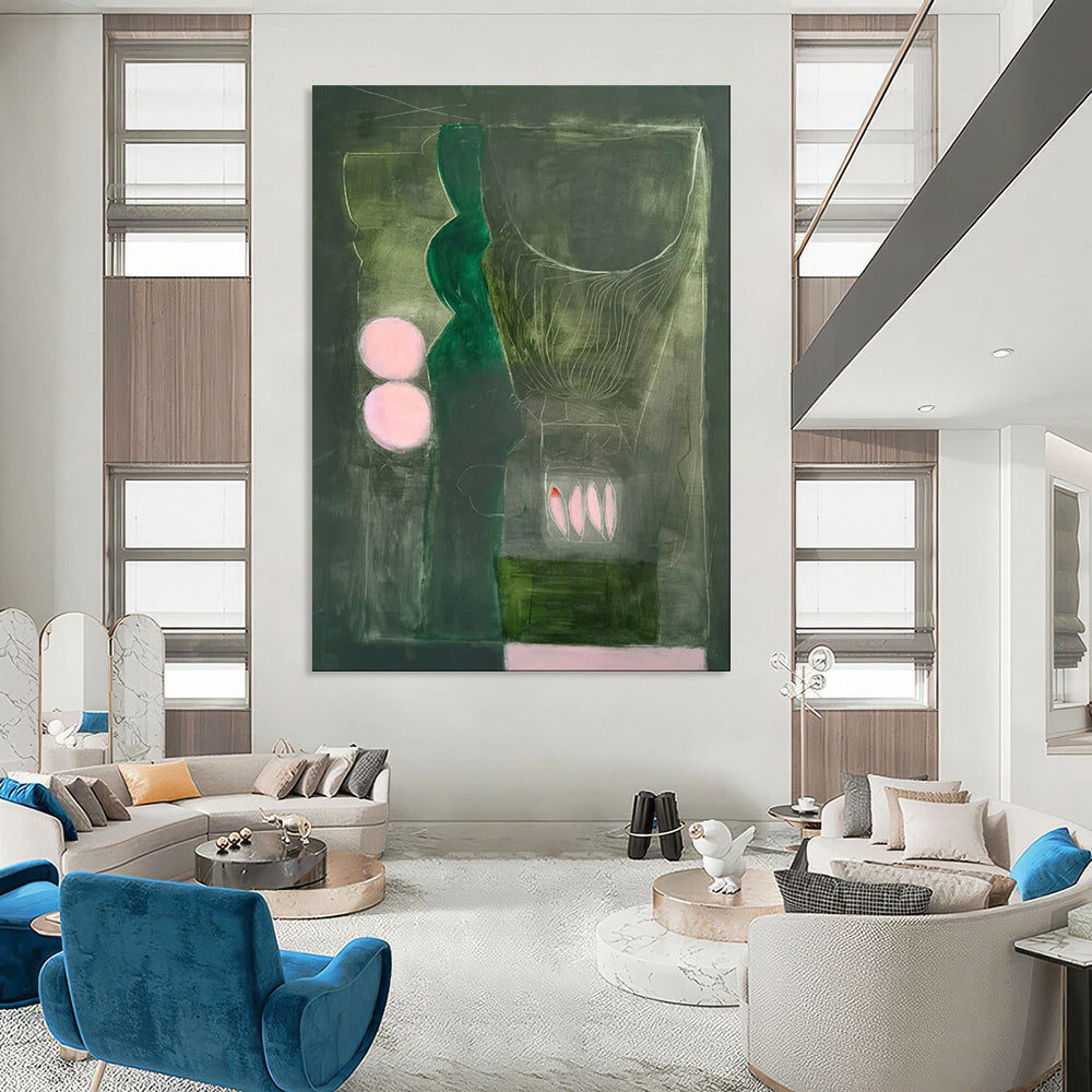 Oversized Custom Hand-Painted Abstract Canvas for Bar & Entryway LargeART1846