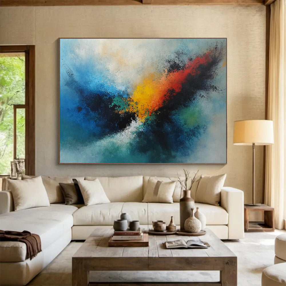 Blue and Colorful Abstract Swirl - “Vibrant Whirlpool” Painting On Canvas HB1462
