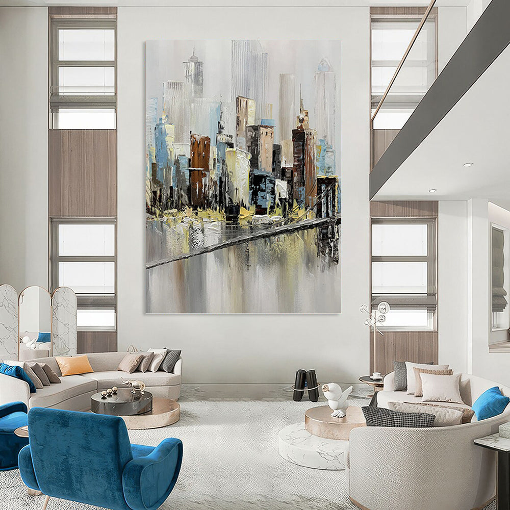 Large - Scale Hand - Painted Textured Custom Abstract Painting, for Dining Room and Hotel DKH1451