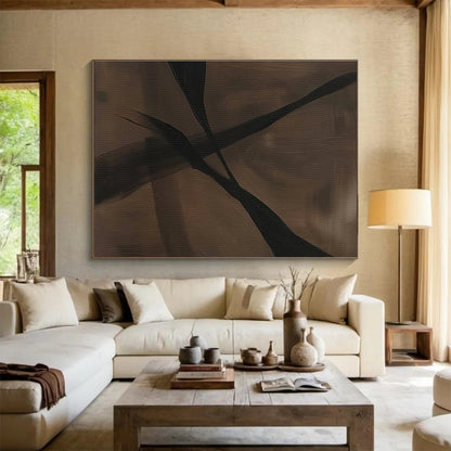 Large - Format Hand - Painted Textured Abstract Wall Mural for Bar & Dining Room DKH585