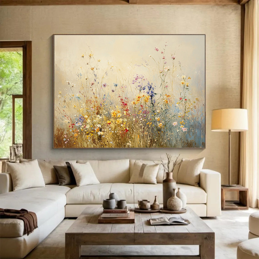 “Soft Wildflower Meadow” - Pastel, Wildflowers, Field Painting On Canvas HB0757