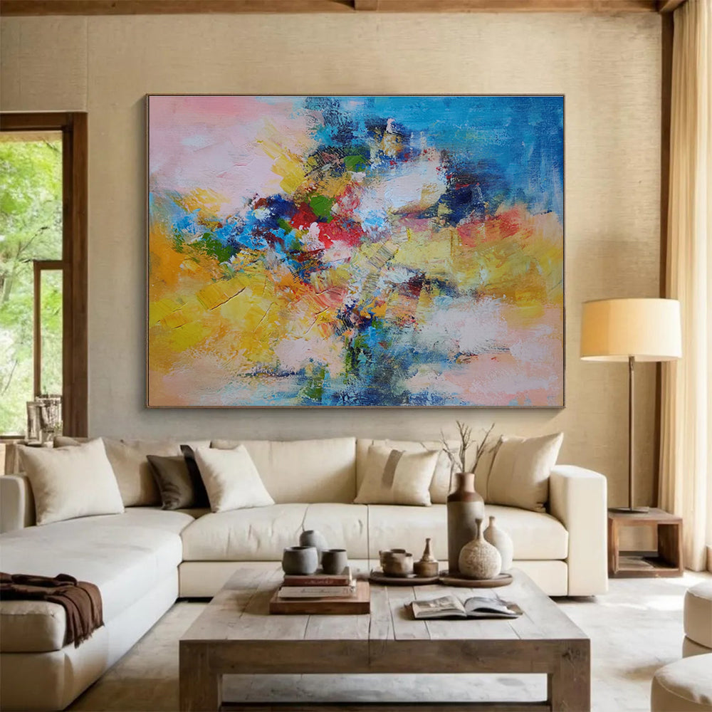 Custom Hand-Painted Large Abstract Mural for Office & Hallway DKH118