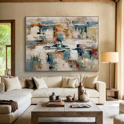 Colorful Abstract Impasto - Lively Living Room Centerpiece DLZ012