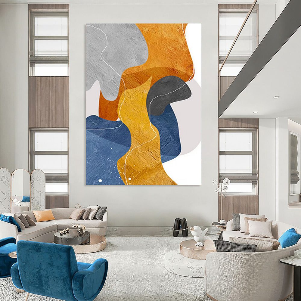 Stately Vertical Hand - Painted Textured Custom Abstract Gem for Dining Room and Living Room DKH1550