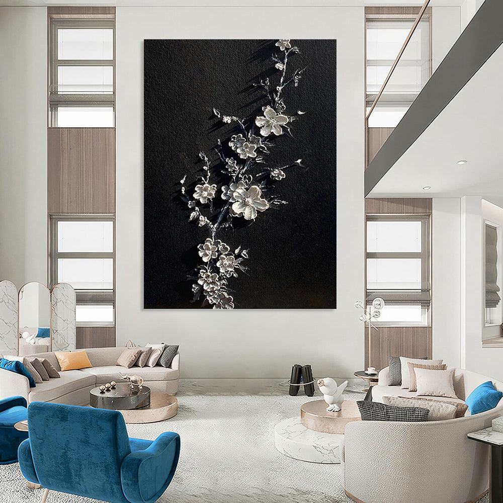 Colossal - Sized Vertical Hand - Painted Custom Abstract Dithyramb (with Expressive Textures), for Living Room and Bar DKH1543