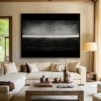 Muted Black and White Landscape - Serene Abstract Painting On Canvas HB0465