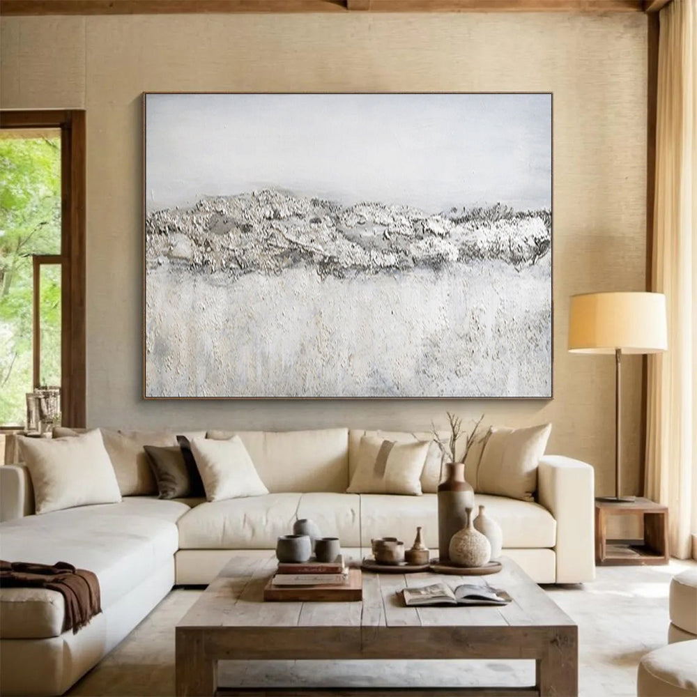 Textured Neutral Horizon - Minimalist Living Room or Office Art DLZ260