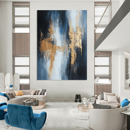 Contemporary hand-painted abstract artwork showcasing textured layers in shades of white black grey beige silver and gold. DLZ0330