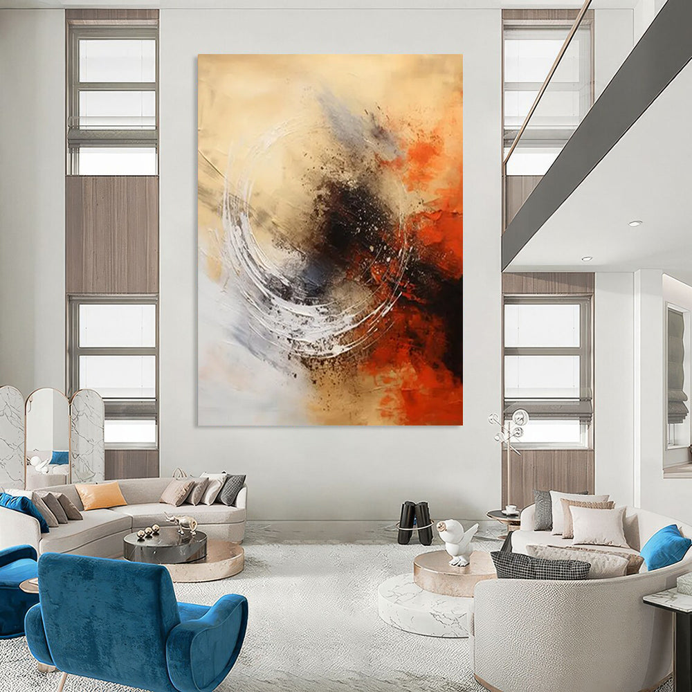 Gilded Web: Large - Format Hand - Painted Custom Abstract Gem for Dining Room and Office DTP121