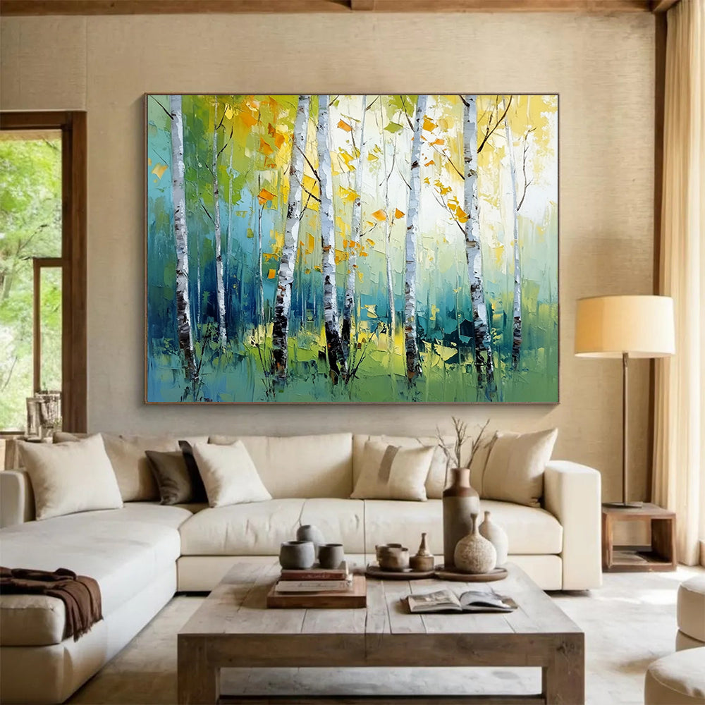 Birch Trees in Autumn Colors - Abstract Landscape Painting On Canvas HB0451