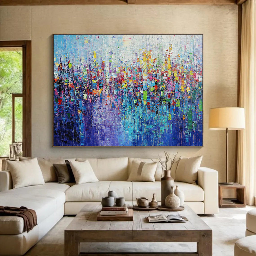 “Impasto Cityscape in Vivid Colors” - Pointillist - Inspired Painting On Canvas HB0519