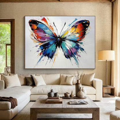 “Colorful Textured Butterfly” - Colorful Palette, Textured Butterfly Wings Painting On Canvas HB0847