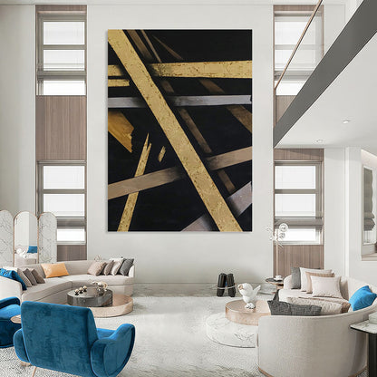 Luxurious Hand - Painted Textured Canvas Mural for Bar & Hotel Lobby DKH1094
