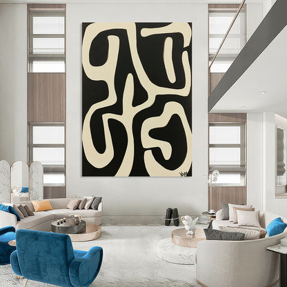 Vibrant contemporary abstract art featuring "Yoga" in bold white against a striking black background inspired by Peter Max and Victor Vasarely. DLZ1710