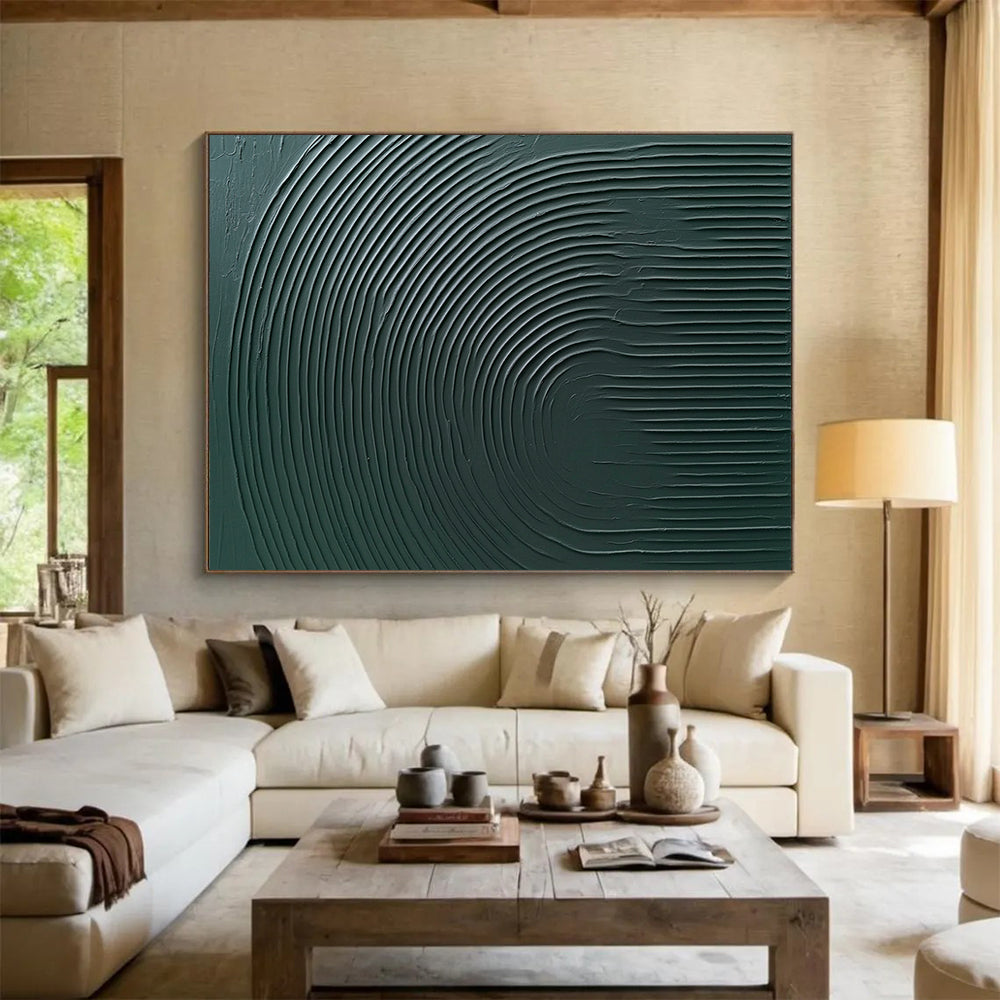 “Green Circular Textures” - Deep Greens, Textured Circular Patterns - Abstract Acrylic Painting HB1752
