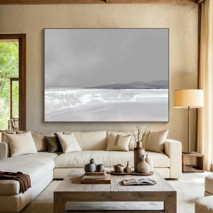 Pale Horizon Abstraction - Large Minimalist Bedroom Art DLZ137