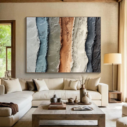 “Multi - colored Textured Vertical Strips” - Abstract Textural Painting On Canvas HB0507