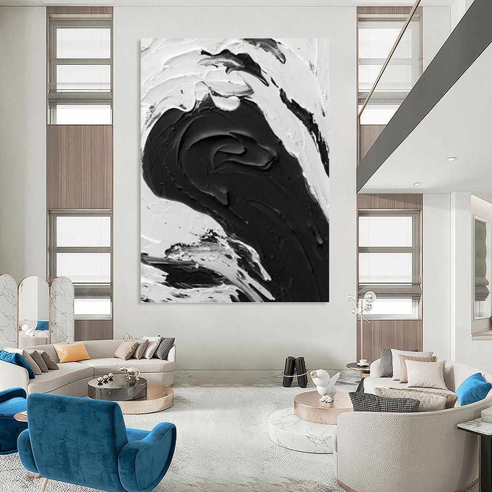 Vertical Hand - Painted Large Abstract Custom Work for Dining Room and Office DKH1679