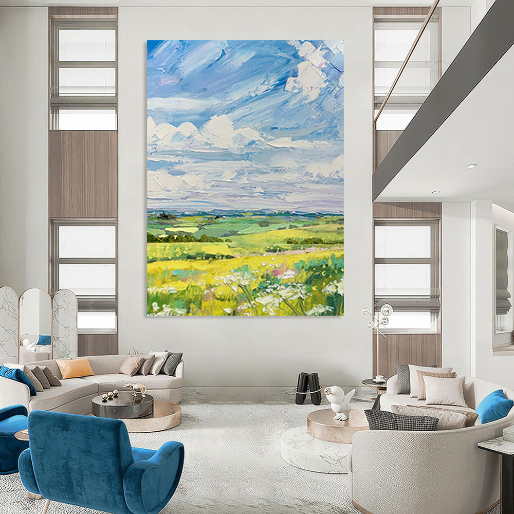 Enormous Custom - Painted Textured Canvas Abstract for Hallway & Dining Room DKH1050