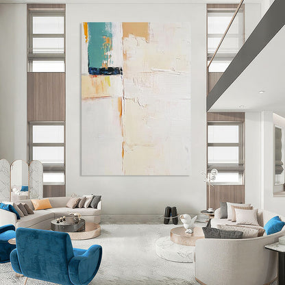Large contemporary hand-painted abstract art featuring vibrant colors and bold shapes, perfect for adding a modern touch to any space. DLZ1770