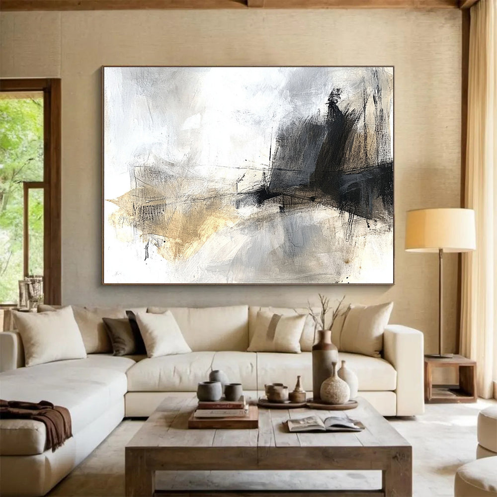 “Soft Gray - Beige Abstract” - Gray, Beige with Subtle Textures - Painting On Canvas HB1388