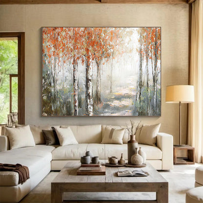 Misty Autumn Birch Forest - Enchanting Bedroom or Office Art DLZ222