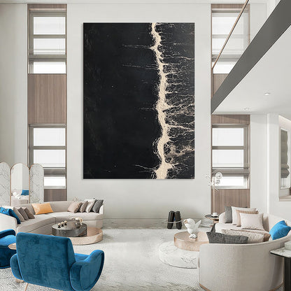 Vibrant contemporary abstract art featuring dark sea tones and striking white water lines, inspired by celebrated modern artists. DLZ0843