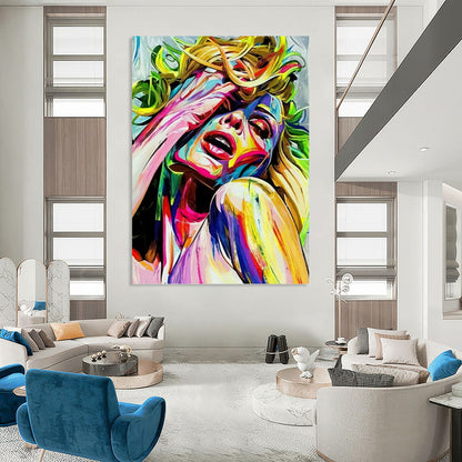 Vertical Hand - Painted Textured Custom Abstract Painting for Living Room and Office DKH1638