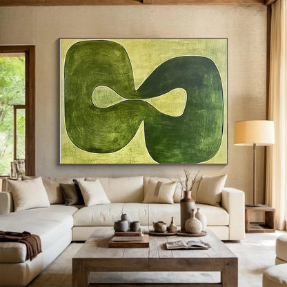 “Infinite Green Loop” - Greens, Beiges, Abstract Infinity - Inspired Shape - Acrylic Painting HB1763