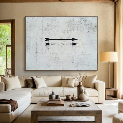 “Dripping Black Arrows” - Black, White, Street Art - Style Painting On Canvas HB0711