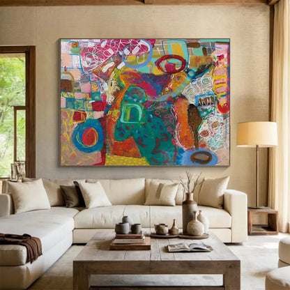 Bright Abstract Expressionism - Playful Living Room or Nursery Decor DLZ244