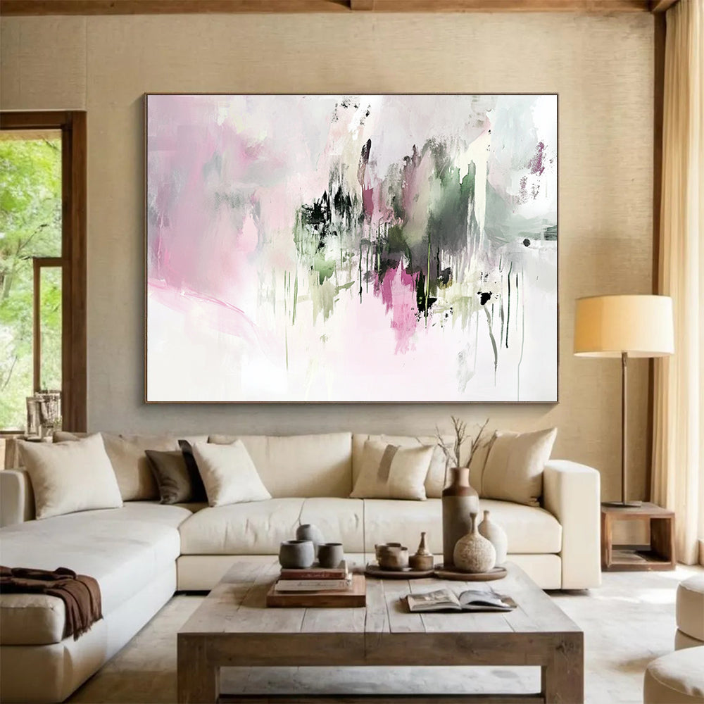 “Soft Colorful Abstract Drips” - Soft Palette, Abstract Drip Shapes Painting On Canvas HB0865