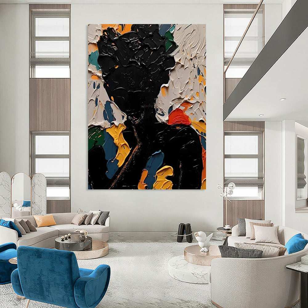 Big-Size Handmade Abstract Art: Textured Details for Dining Room & Hotel DTP308