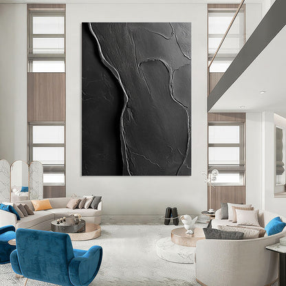 Contemporary abstract artwork featuring textured black paper blending into human body contours rich in detail and depth. DLZ1204