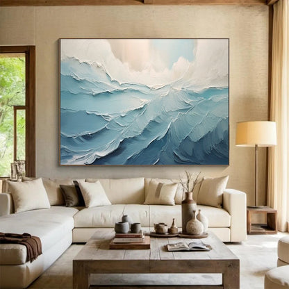 Textured Ocean Wave - Dynamic Coastal Living Room Art DLZ227