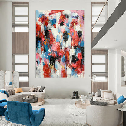 Elevated Vertical Hand - Painted Custom Abstract Treasure (with Floral Textures) for Bedroom and Dining Room DKH1585