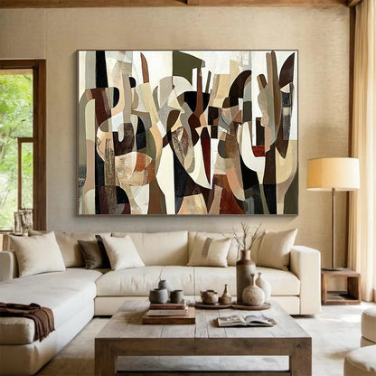 “Neutral - Toned Abstract Shapes” - Minimalist Abstract Painting On Canvas HB0523