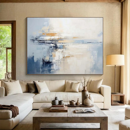 Blue & Beige Horizon Abstract - Modern Office Clarity DLZ090