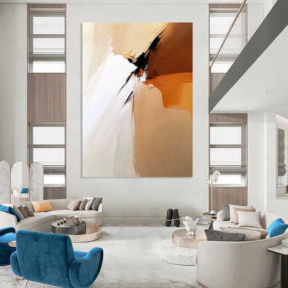 Contemporary hand-painted abstract artwork featuring soft tones of beige and white with smooth brush strokes and calm minimalistic elegance. DLZ0291