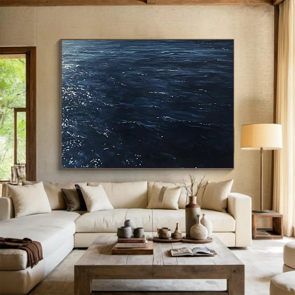 “Dark Blue Sea with Sparkles” - Realistic Oil Painting HB0526