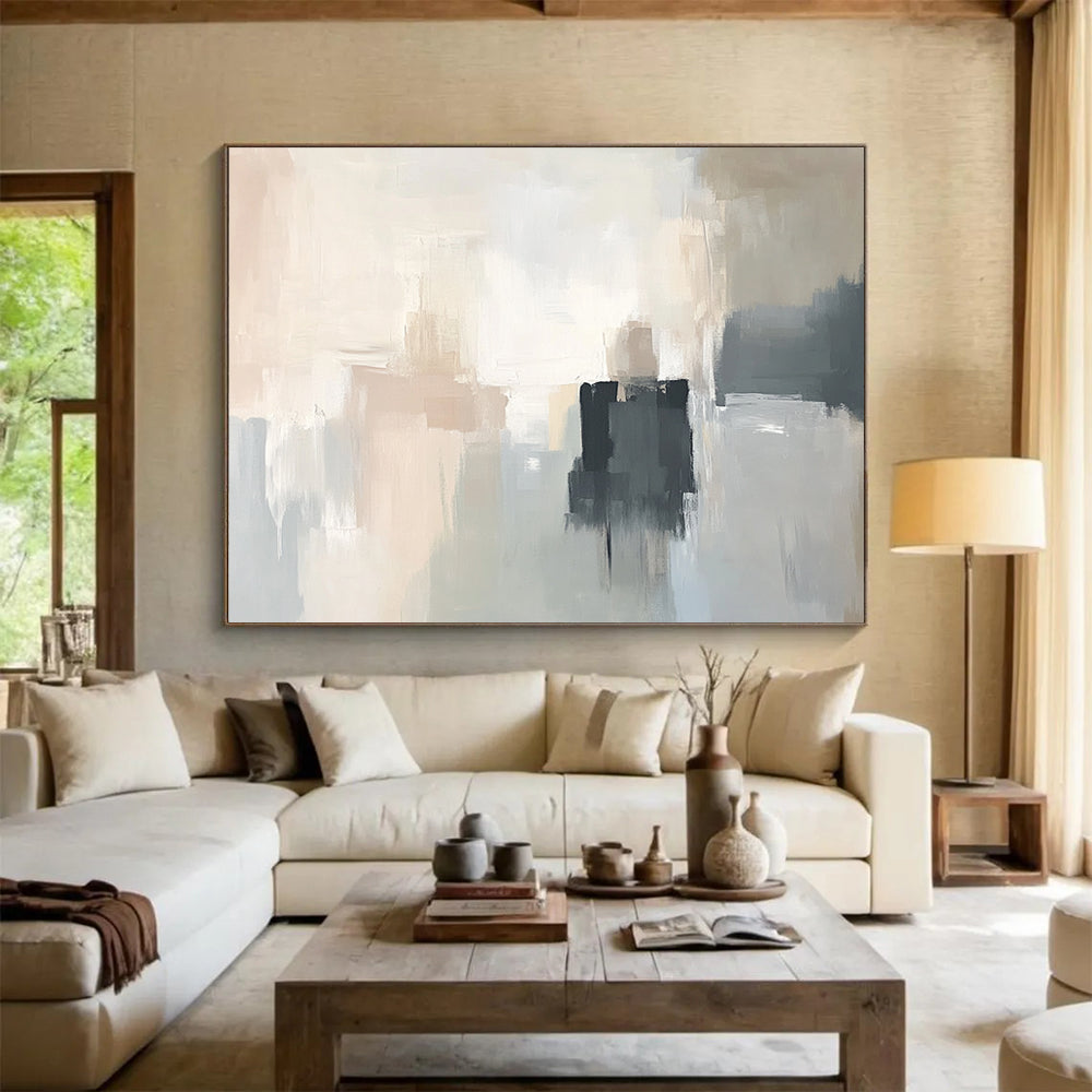 “Neutral Abstract Layers” - Beige, Gray, White, Black - Subtle Abstract Layers - Acrylic Painting HB1319