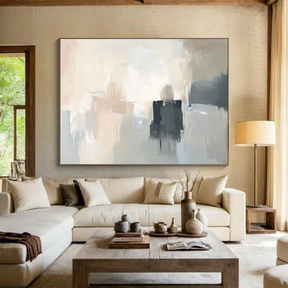 “Neutral Abstract Layers” - Beige, Gray, White, Black - Subtle Abstract Layers - Acrylic Painting HB1319