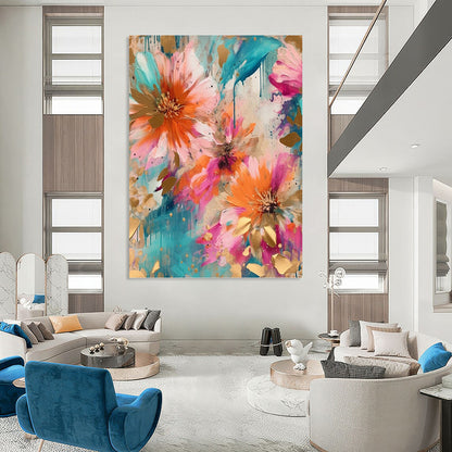 Grand - Sized Vertical Hand - Painted Textured Custom Abstract Crescendo for Office and Bedroom DKH1598