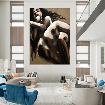Large - Sized Vertical Custom Abstract Hand - Painted Masterpiece for Office and Dining Room DKH1631