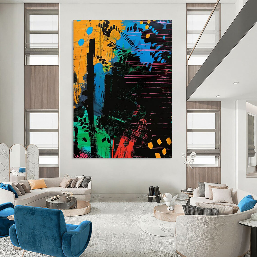 Nebula's Dance: Extra - Vast Hand - Painted Custom Abstract Painting for Living Room and Office DTP096