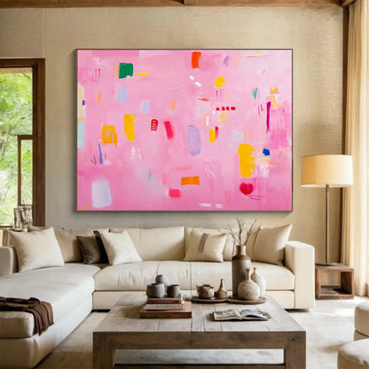 “Playful Pink Abstract Shapes” - Pink, Colorful Shapes, Abstract Painting On Canvas HB0691