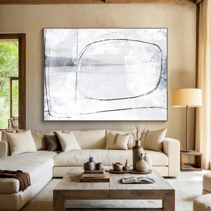 Minimalist Line Landscape - Oversized Calm Living Room Art DLZ140