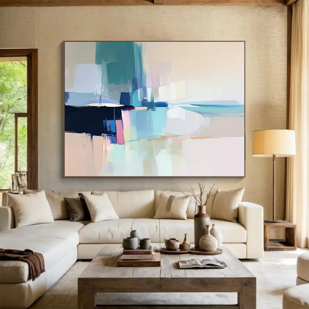 “Pastel Abstract Coastal” - Pastel Tones, Abstract Coastal Scene, Soft Brushstrokes HB1120