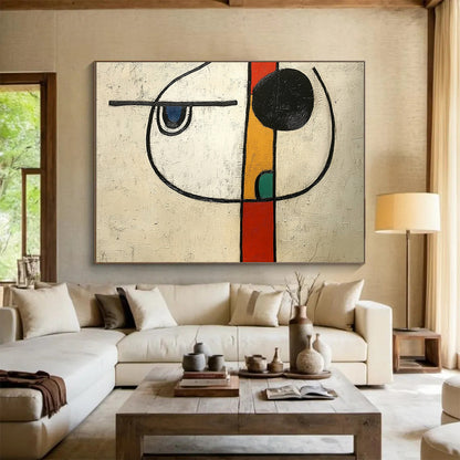 “Whimsical Abstract Face” - Black, White, Blue, Red, Yellow, Green - Playful Abstract Portrait - Acrylic Painting HB1313