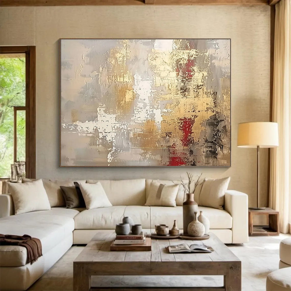 Gold & Red Abstract Elegance - Sophisticated Dining Room Glam DLZ045
